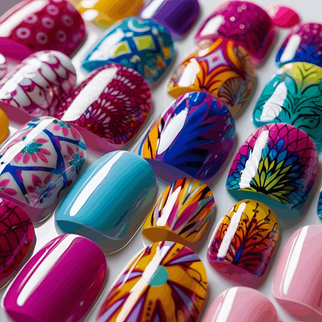 Glue-on Nails Colorful