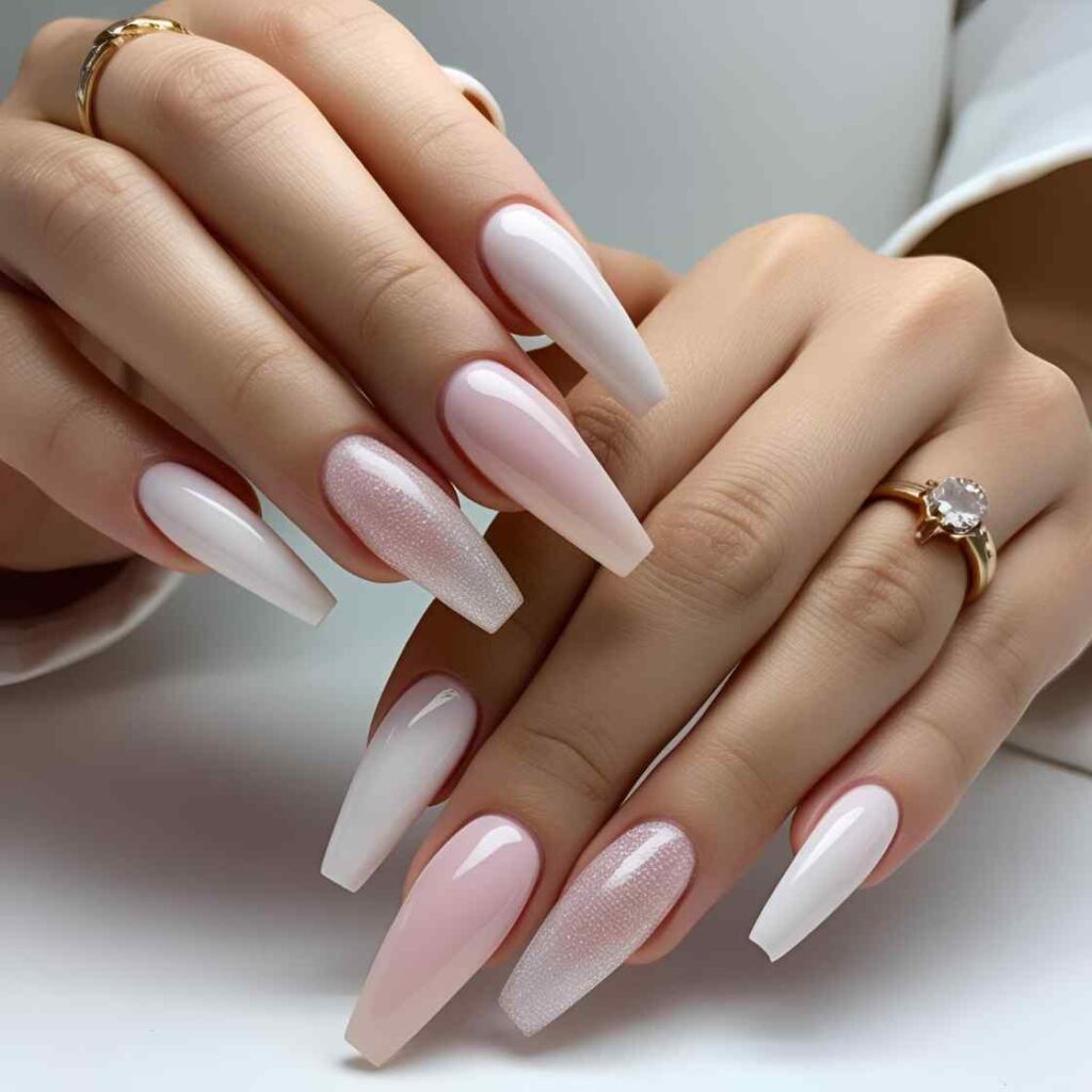 Long, Natural-looking acrylic nails (subtle and beautiful)