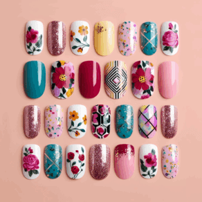 Glue-on Nails Colorful
