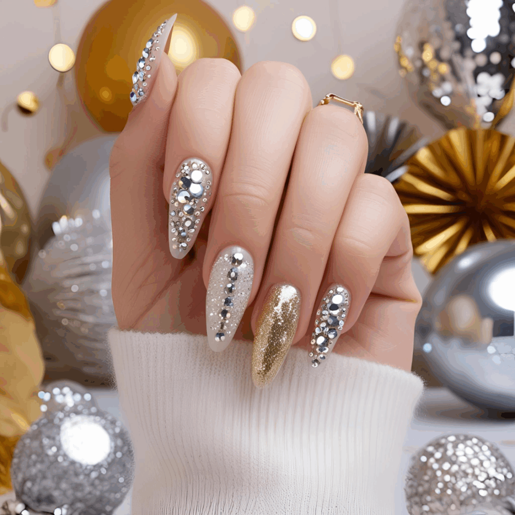 New Year's glam in white and gold