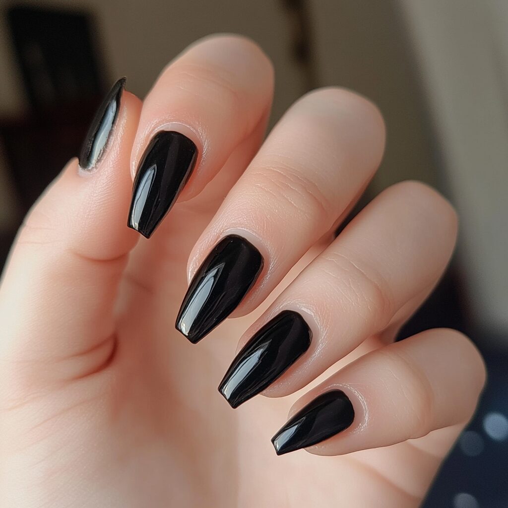 black coffin acrylic nails