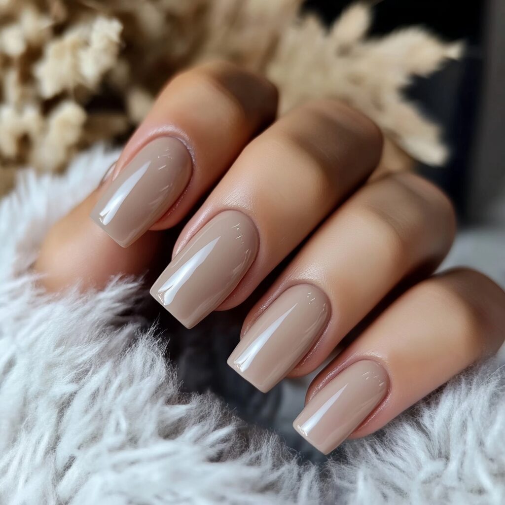 Cinnamon-Spice Colored Square Tip Acrylic Short Nails