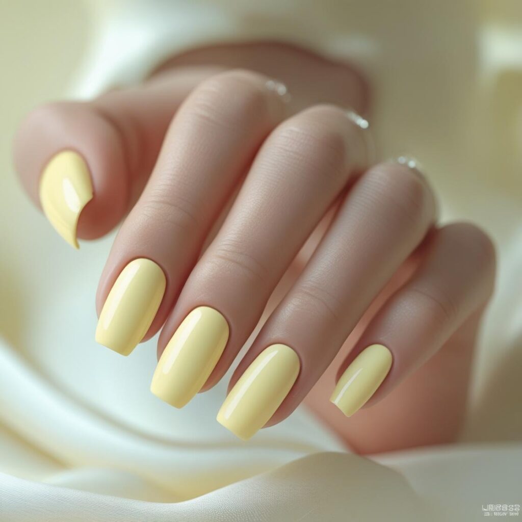 Summer Nails - Butter Yellow Squared Nails