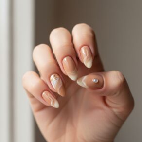 almond acrylic nails - design example 1