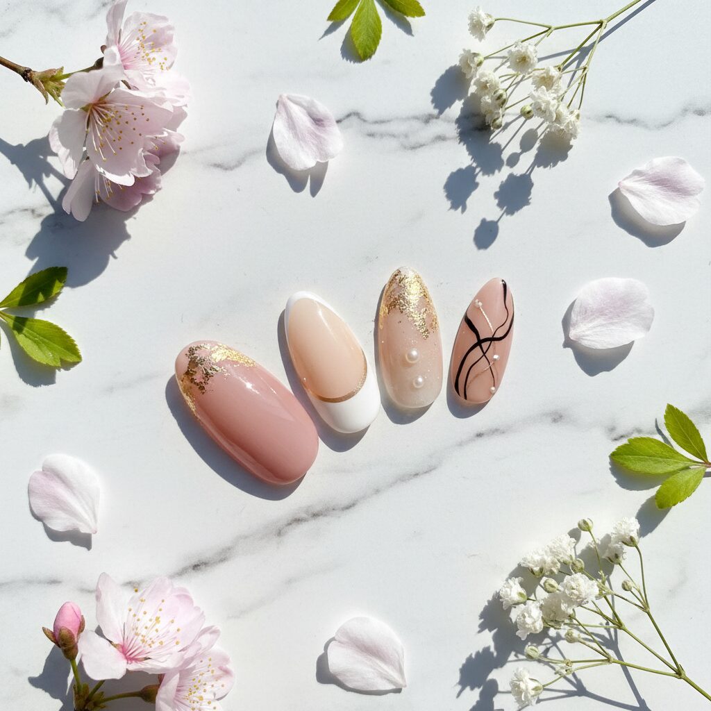 almond acrylic nails - design example 2