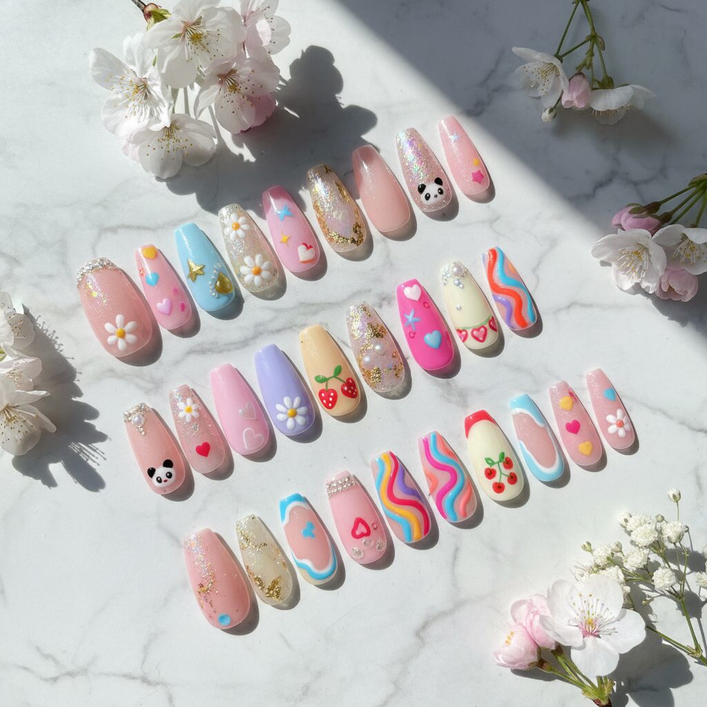 popular cute acrylic nails - design example 2