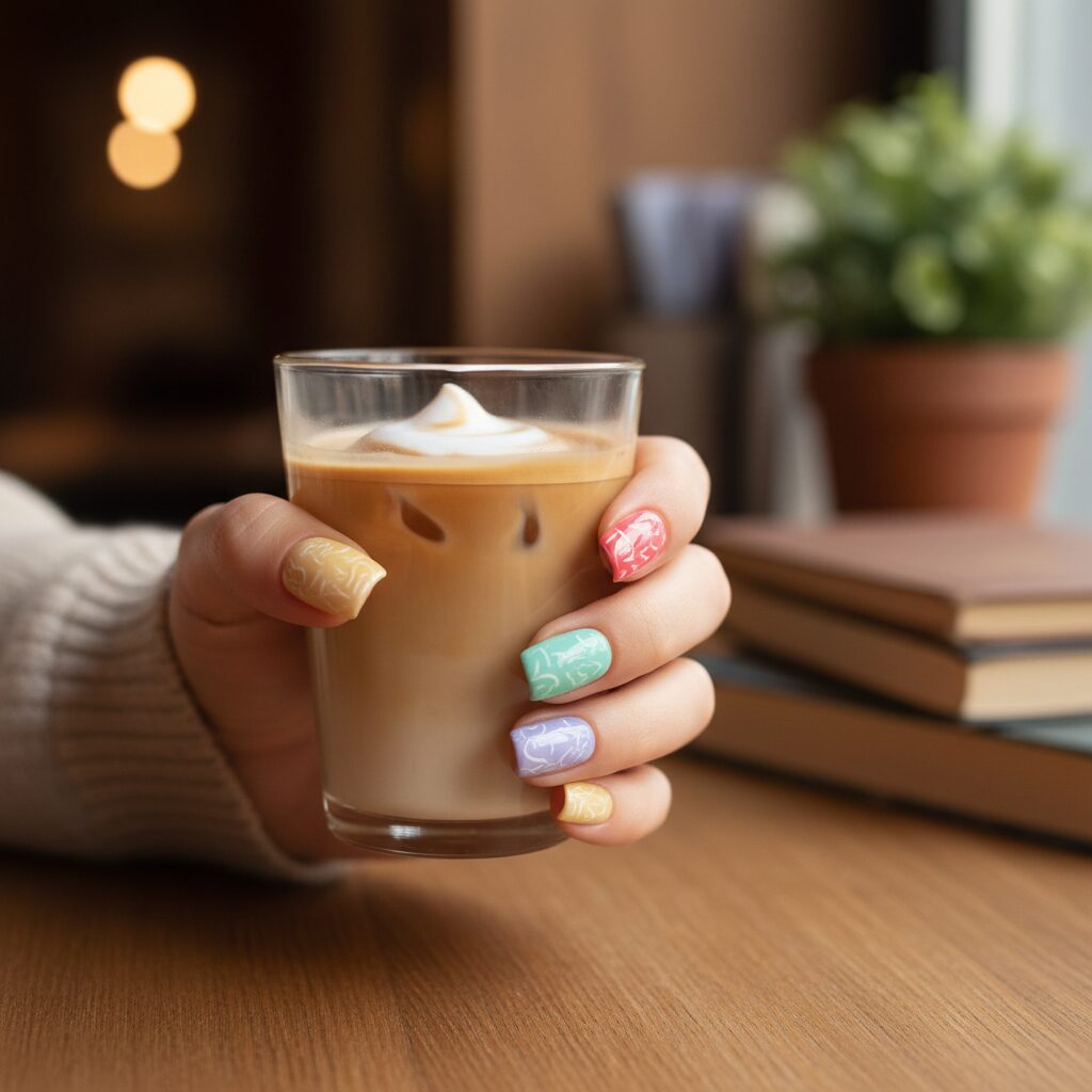 square summer acrylic nails - design example 5