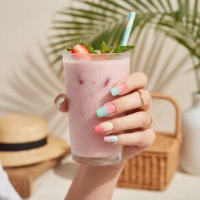 square summer acrylic nails - featured design
